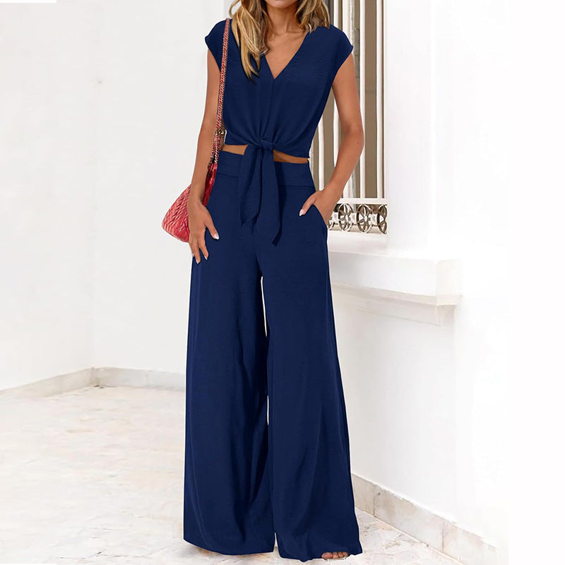 Pantalón y Top Mujer Elegante Cintura Alta - Vestiria