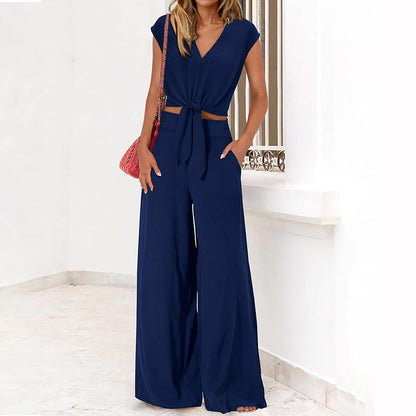 Pantalón y Top Mujer Elegante Cintura Alta - Vestiria