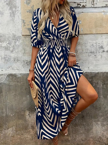 Vestido Fiesta Estampado Geométrico Elegante - Vestiria