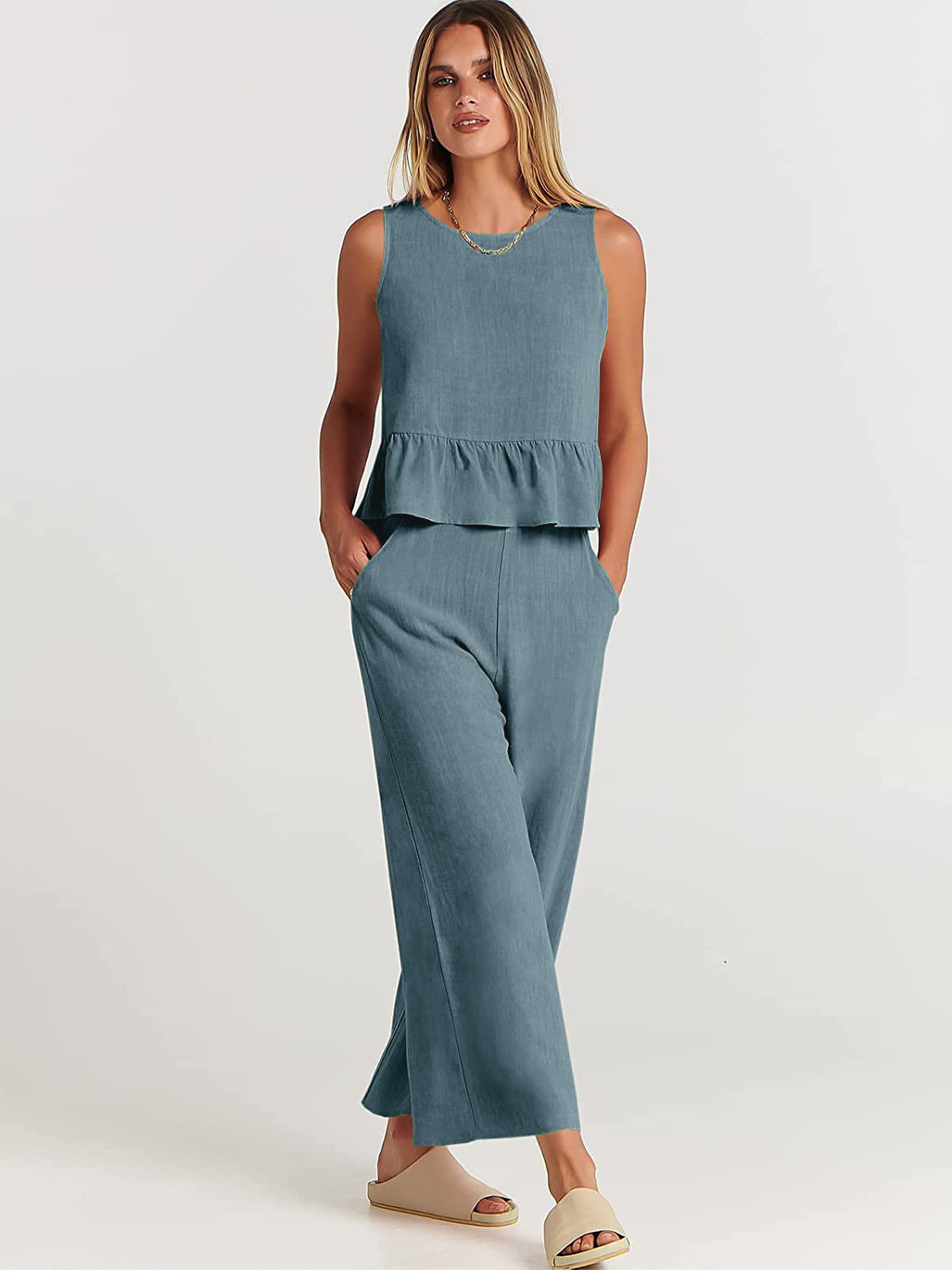 Conjunto Mujer Blusa y Pantalón Amplio
