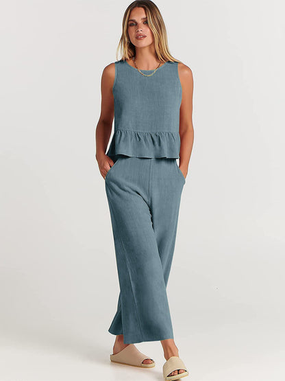 Conjunto Mujer Blusa y Pantalón Amplio