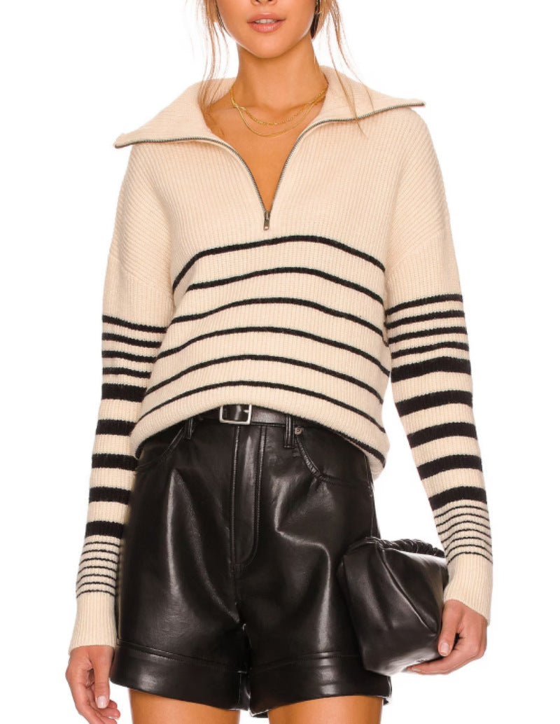 Sudadera Mujer Rayas Cuello Alto Moderna - Vestiria
