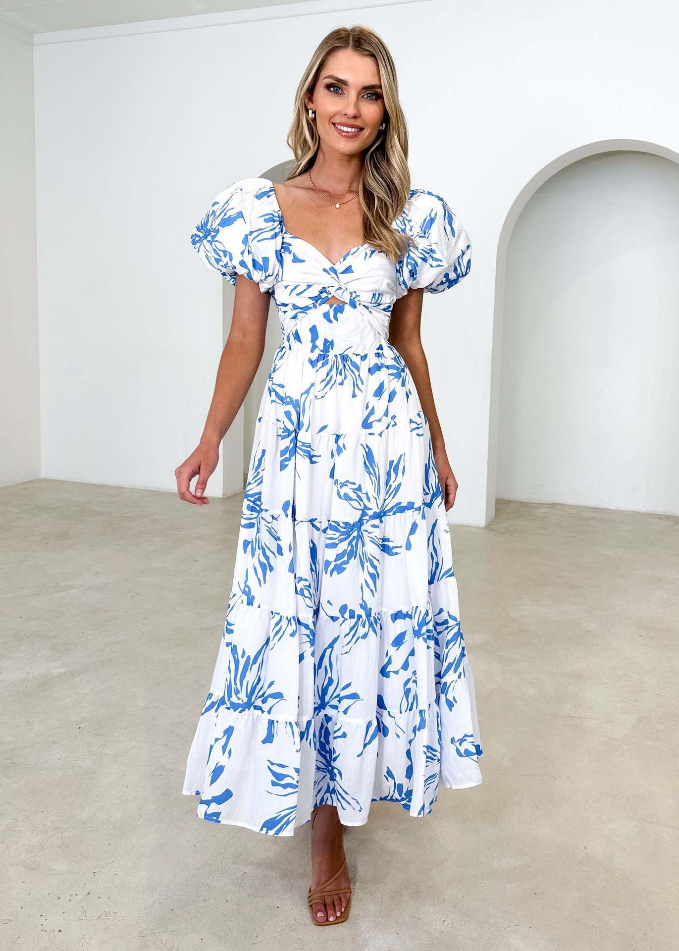 Vestido Mujer con Mangas Voladas Elegante