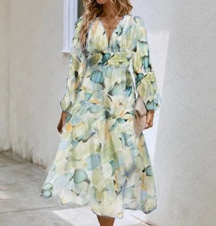 Vestido Midi FlorAL Elegante Con Escote Cruzado