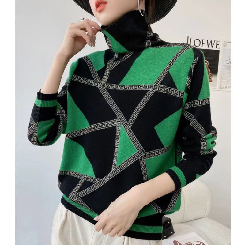 Jersey Mujer Estampado Cuello Alto Elegante
