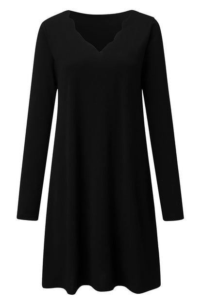 Vestido Mujer Manga Larga Festoneado Elegante - Vestiria