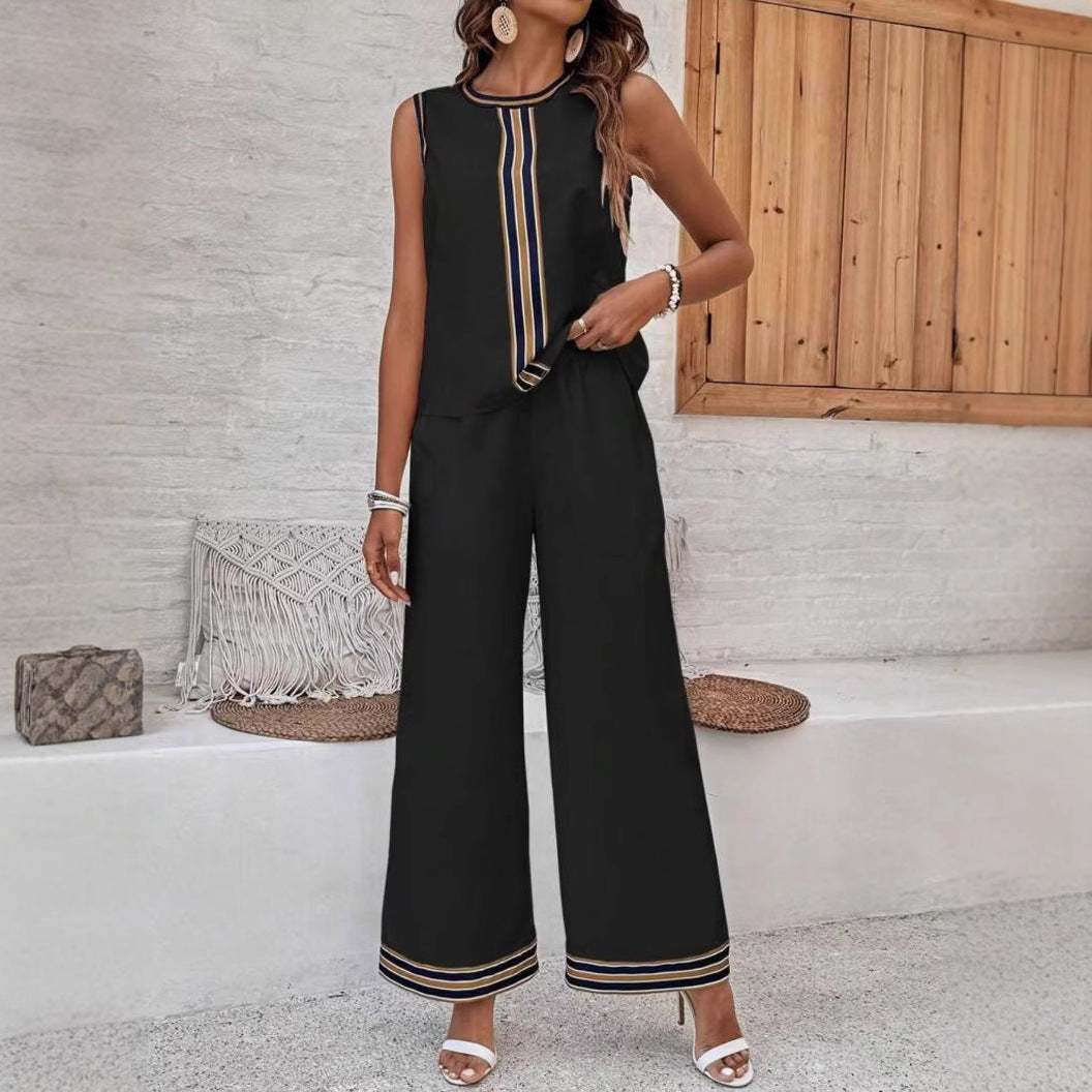 Vestido Informal Sin Mangas y Pantalón Ancho - Vestiria