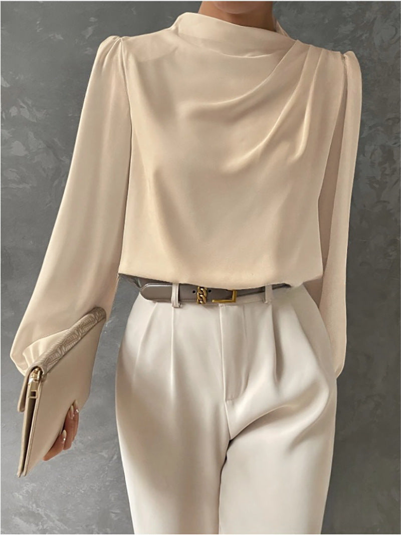 Blusa Mujer Cuello Alto Elegante Manga Larga