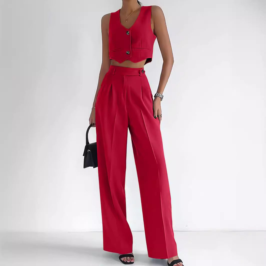 Traje Mujer Clásico con Chaleco y Pantalón Alto