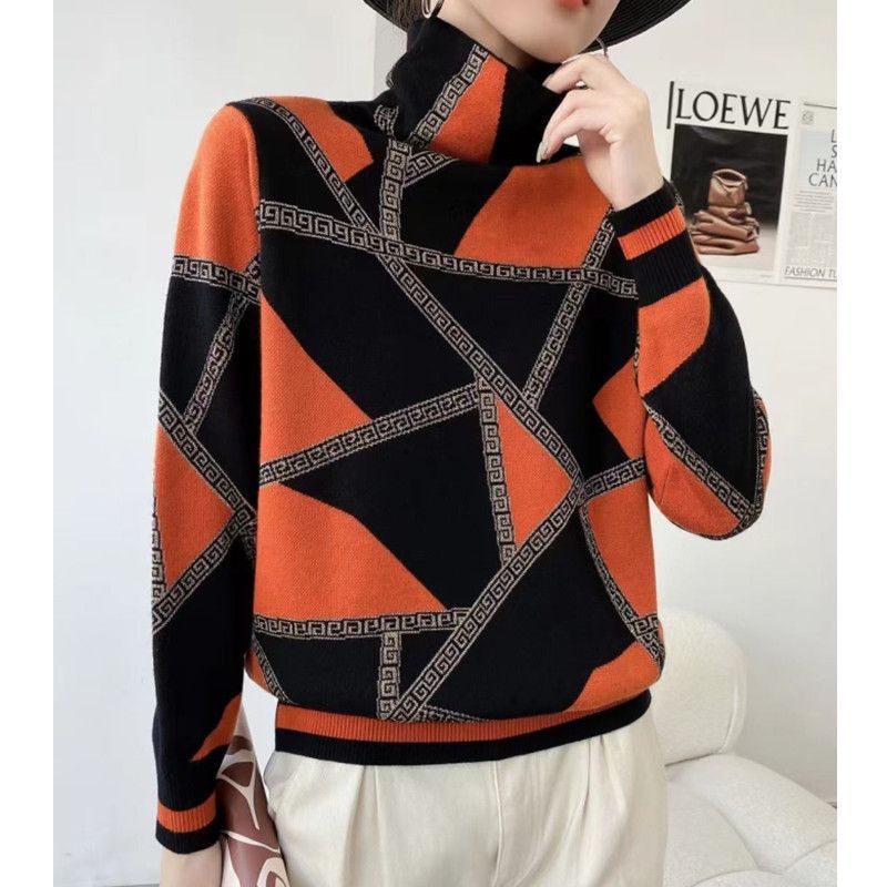 Jersey Mujer Estampado Cuello Alto Elegante