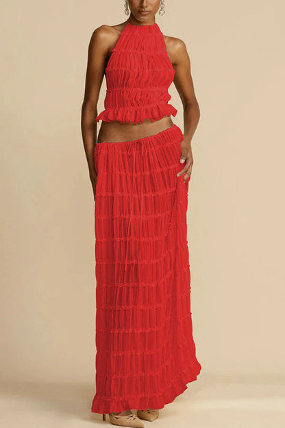 Traje de verano ajustado con top y falda ceñida