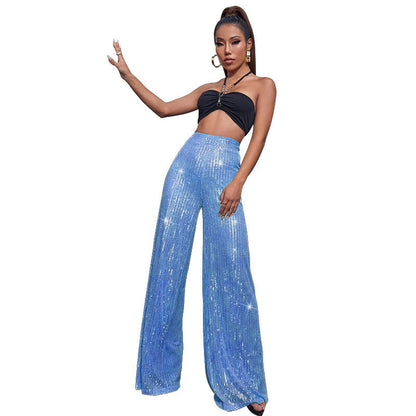 Pantalón de fiesta brillante cintura alta