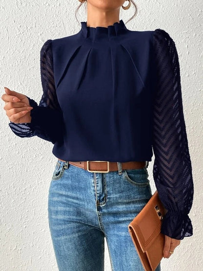 Blusa de mujer manga transparente sofisticada