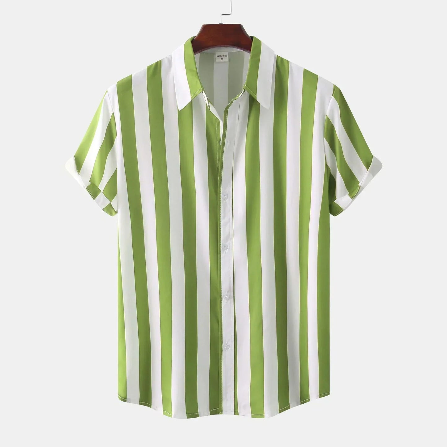 Camisa Hombre Rayas Manga Corta Clásica