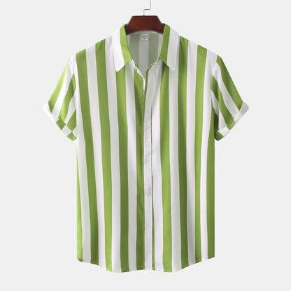 Camisa Hombre Rayas Manga Corta Clásica
