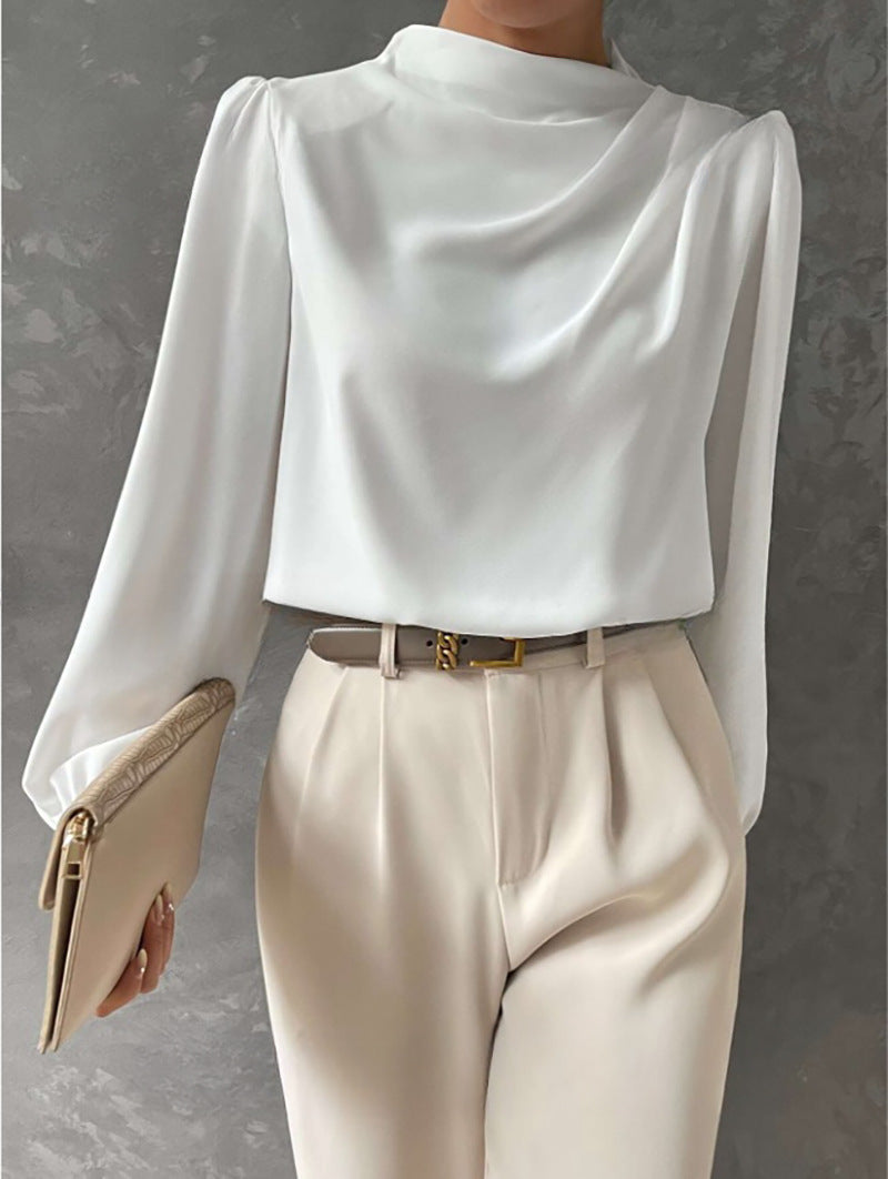 Blusa Mujer Cuello Alto Elegante Manga Larga - Vestiria