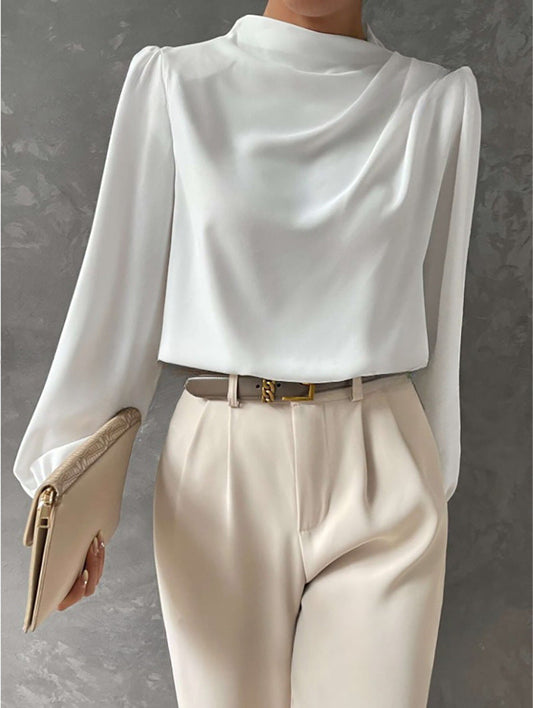 Blusa Mujer Cuello Alto Elegante Manga Larga - Vestiria