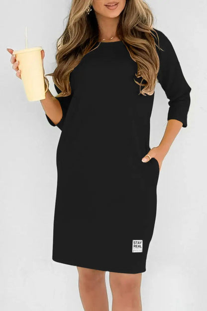 Vestido Midi Elegante Cuello Redondo