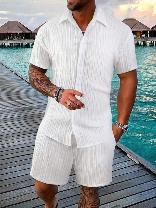 Polo Clásico con Botones y Shorts Hombre