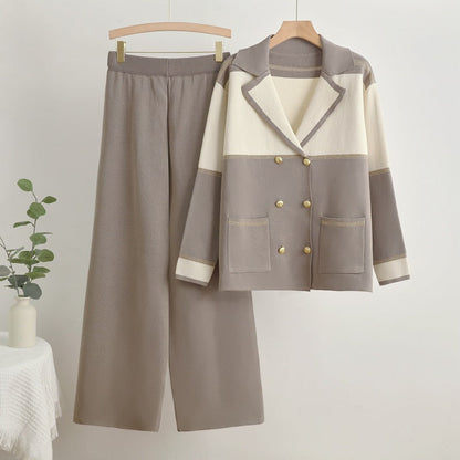 Traje chaqueta y pantalón amplio elegante
