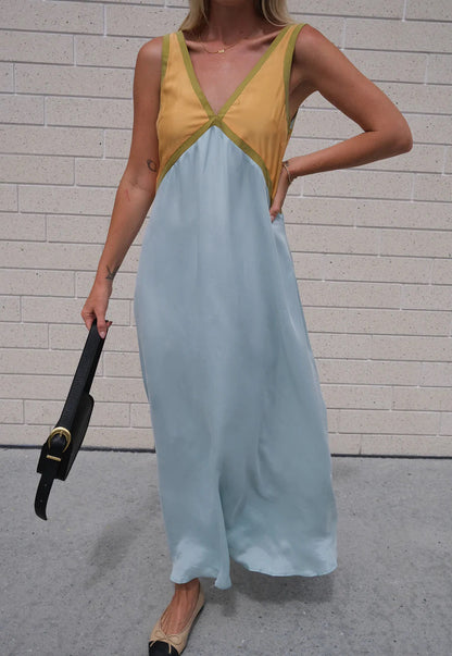 Vestido Mujer Escote en V Elegante