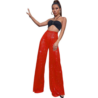 Pantalón de fiesta brillante cintura alta