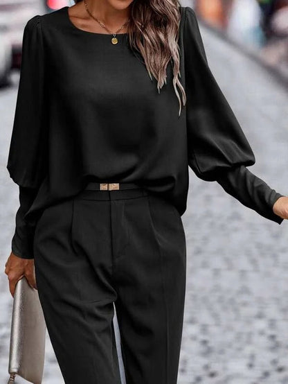 Blusa Mujer Cuello Redondo Elegante