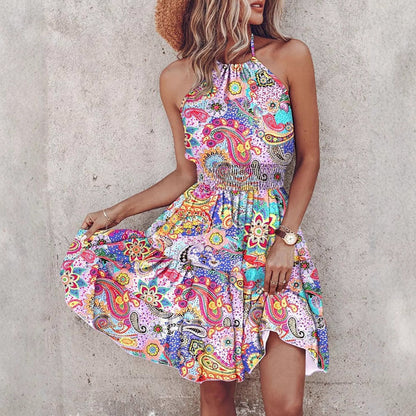 Vestido de mujer falda capas elástico cintura ajustada