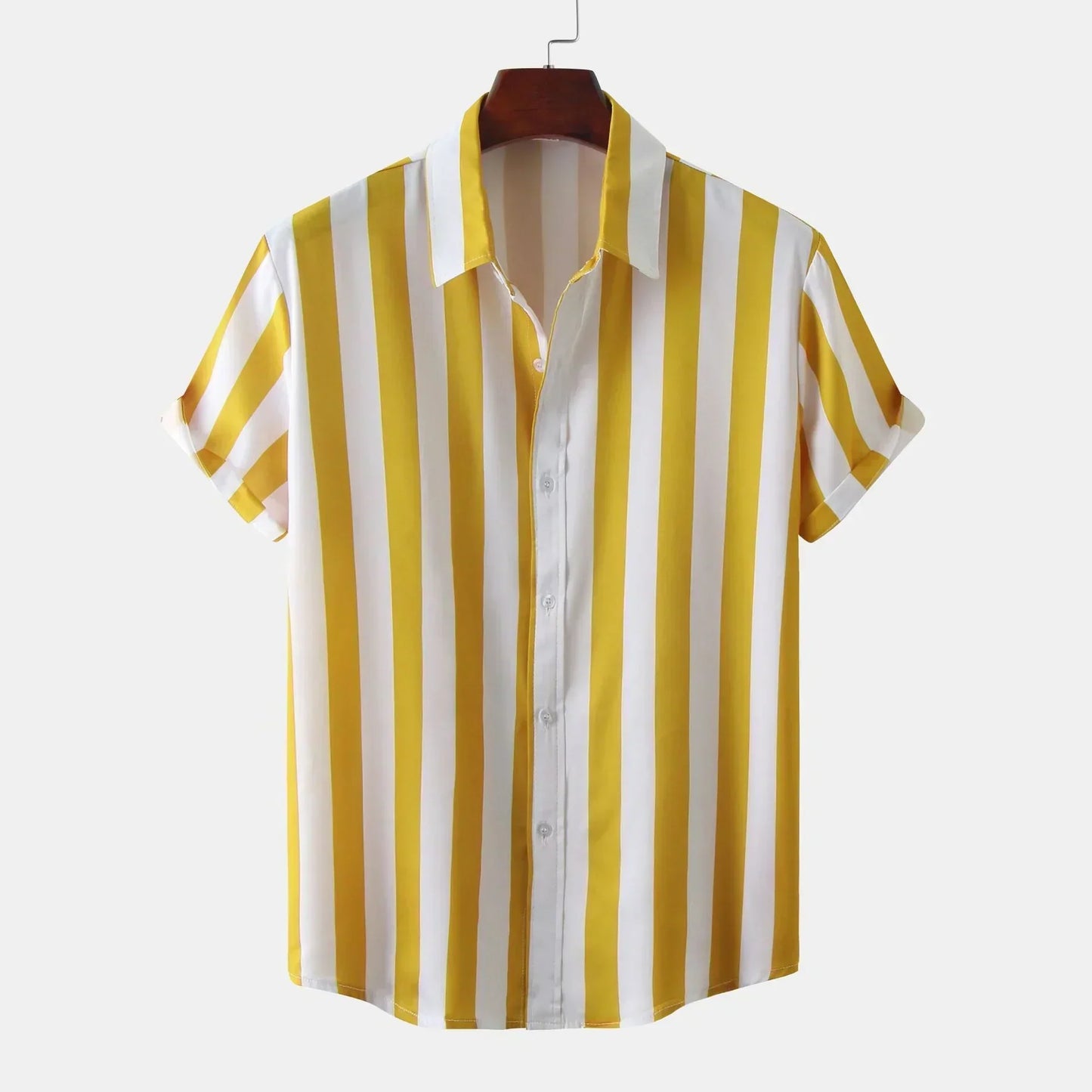 Camisa Hombre Rayas Manga Corta Clásica