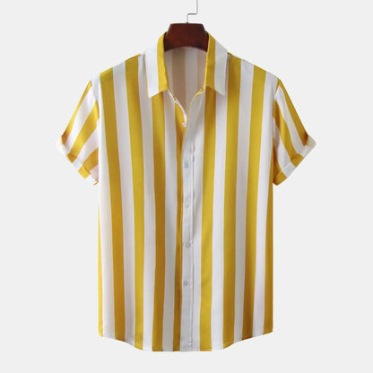 Camisa Hombre Rayas Manga Corta Clásica