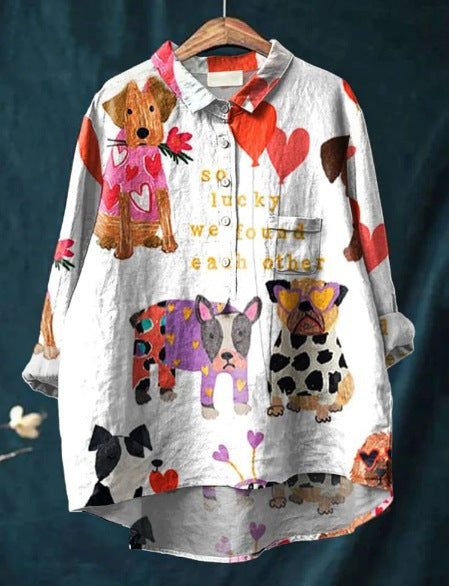 Camisa grande de algodón perros divertida
