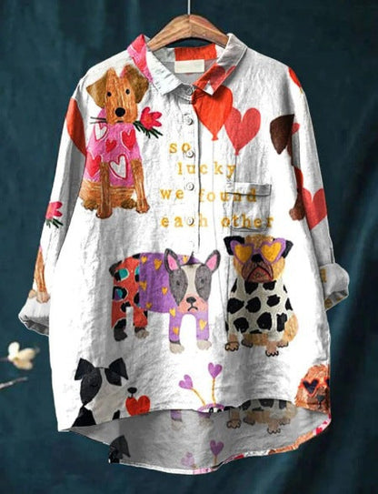 Camisa grande de algodón perros divertida