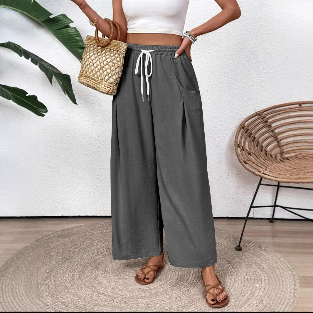Pantalón Ancho Cómodo con Cinturón Adjustible
