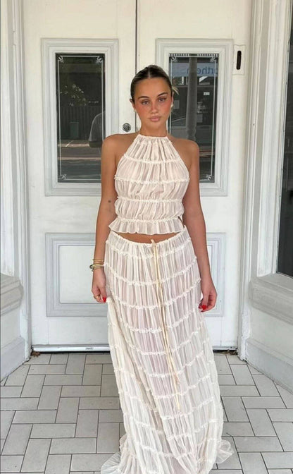 Traje de verano ajustado con top y falda ceñida - Vestiria