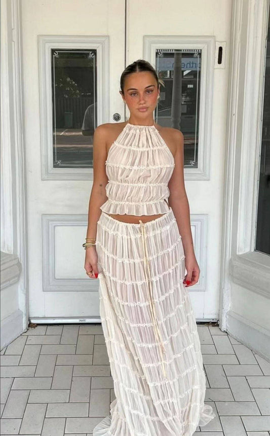Traje de verano ajustado con top y falda ceñida - Vestiria