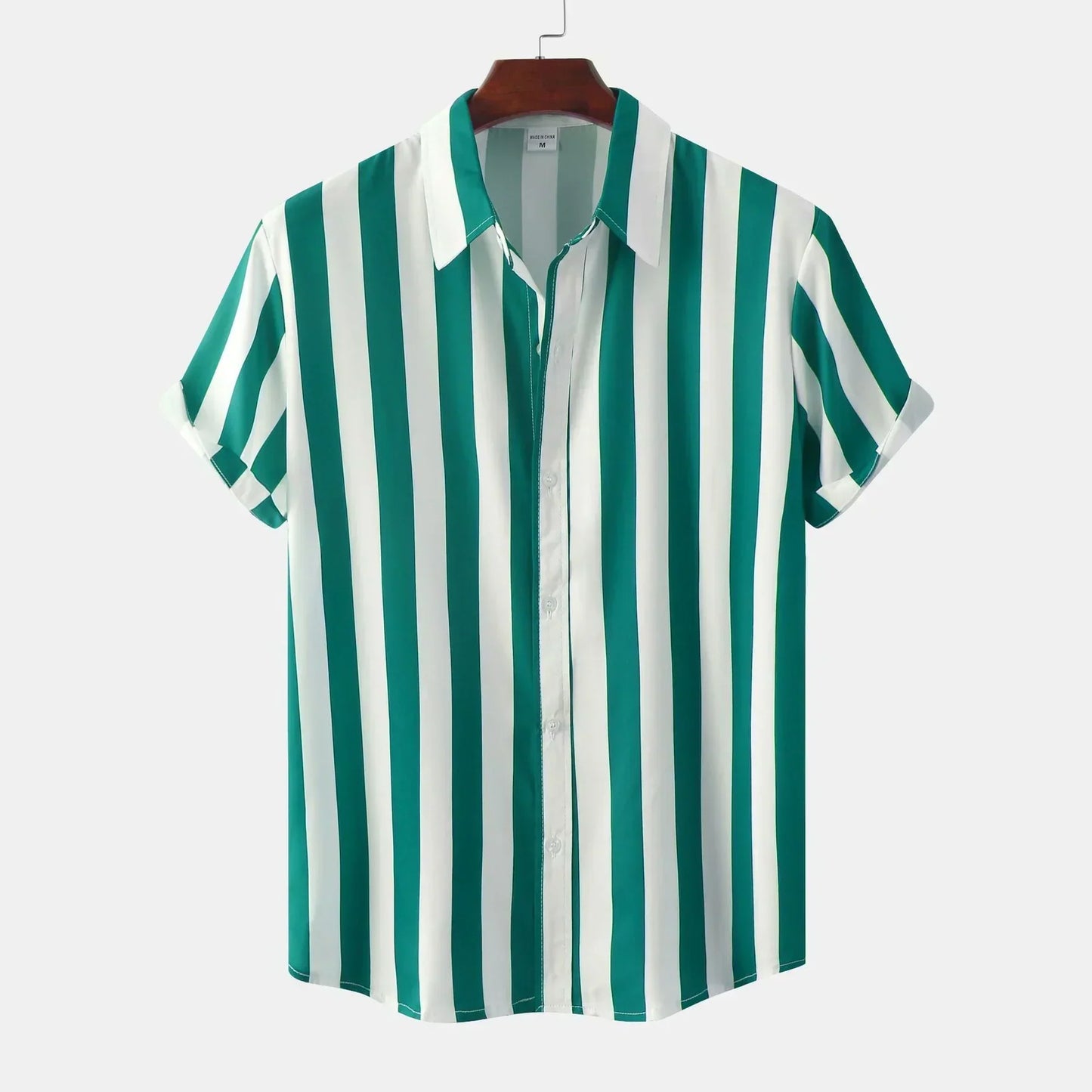 Camisa Hombre Rayas Manga Corta Clásica