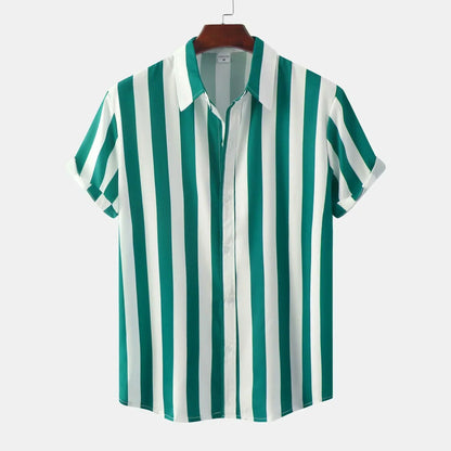 Camisa Hombre Rayas Manga Corta Clásica