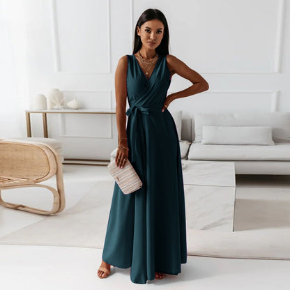 Vestido Mujer Largo Sencillo Cuello en V