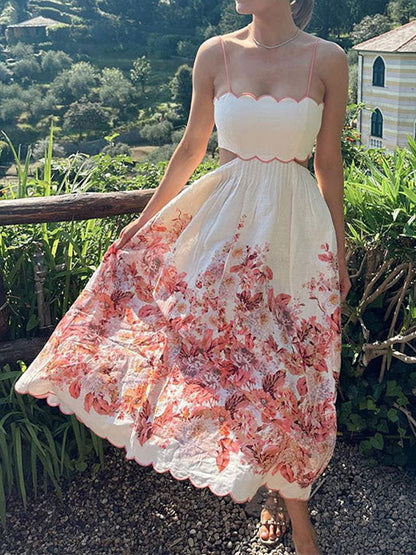 Vestido Floral Fiesta con Cuello Halter Elegante