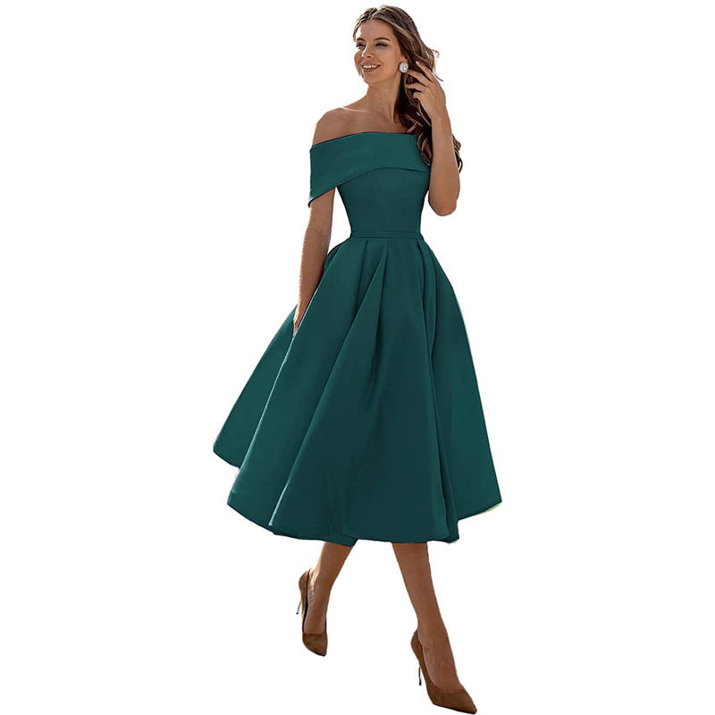 Vestido de Fiesta Satén Sin Tirantes Elegante