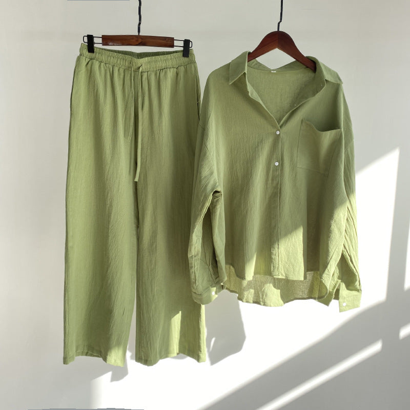 Conjunto Lino Cálido Camisa Pantalón Cintura Alta