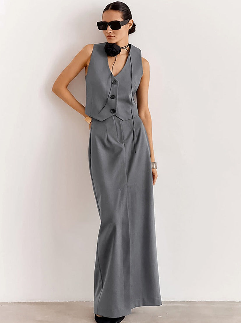 Mono de Dos Piezas Elegante con Escote en V - Vestiria