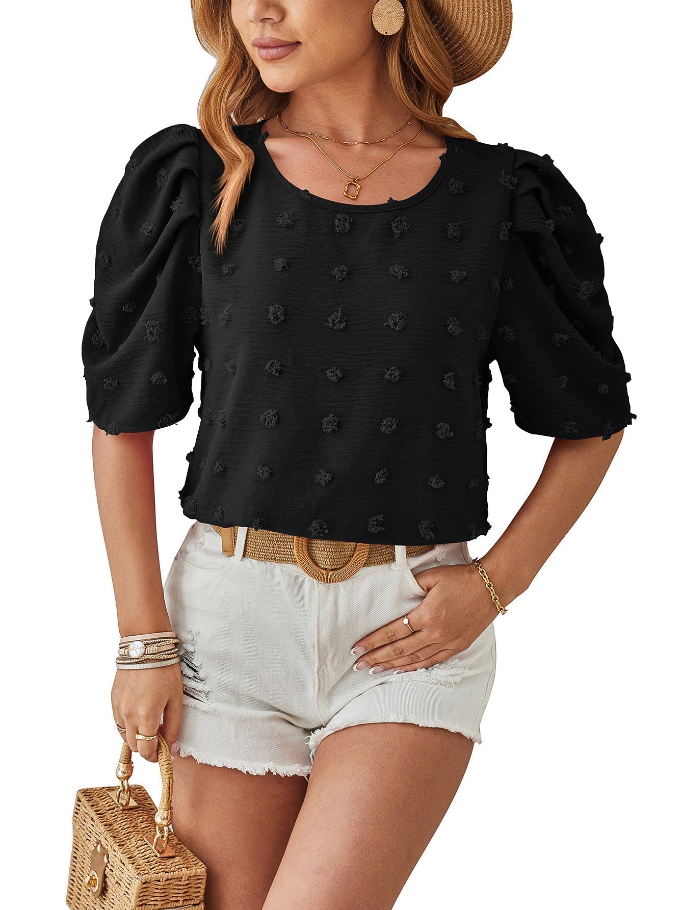 Blusa de Lunares Clásica con Volantes