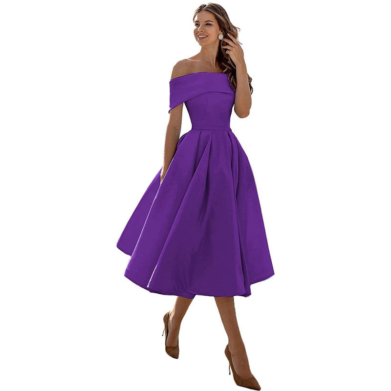 Vestido de Fiesta Satén Sin Tirantes Elegante
