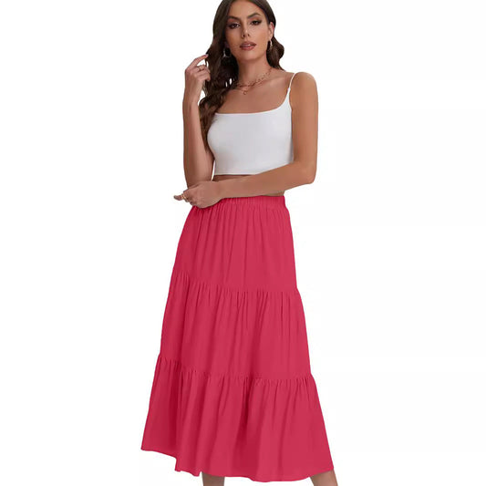 Falda Midi Mujer Cintura Alta con Volantes Elegantes - Vestiria