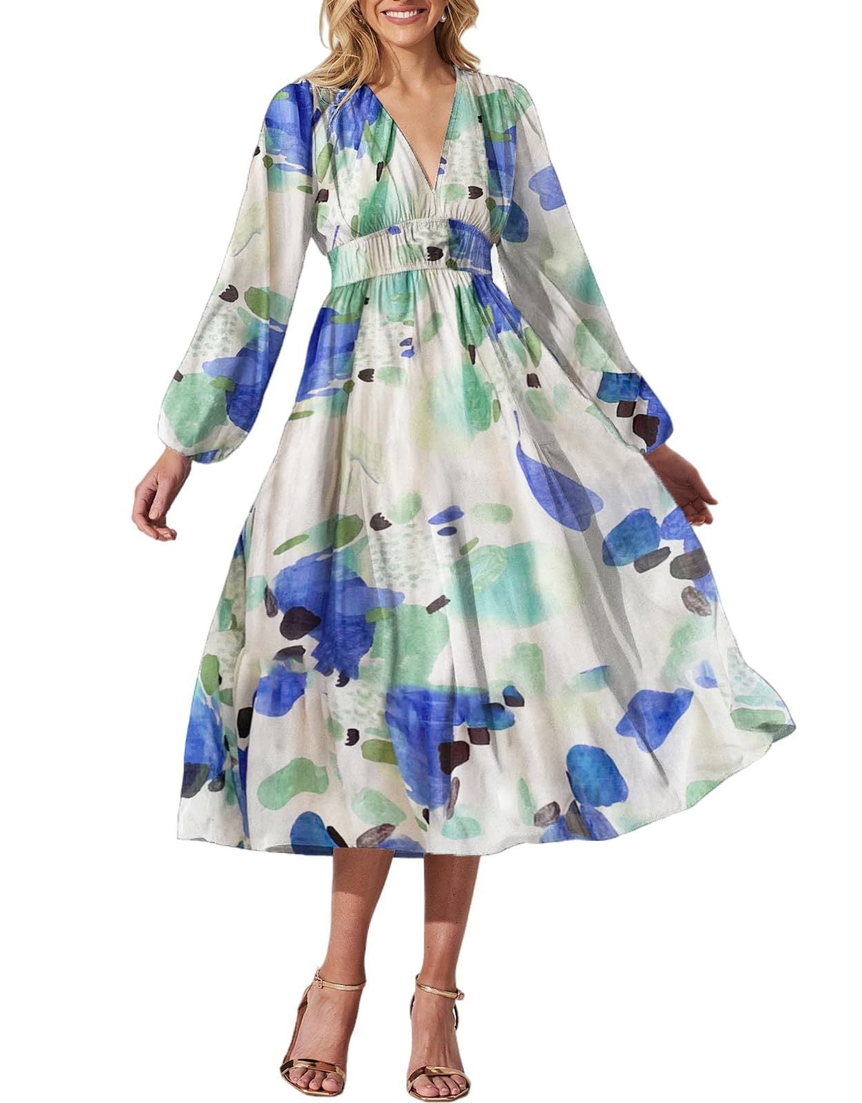Vestido Midi FlorAL Elegante Con Escote Cruzado