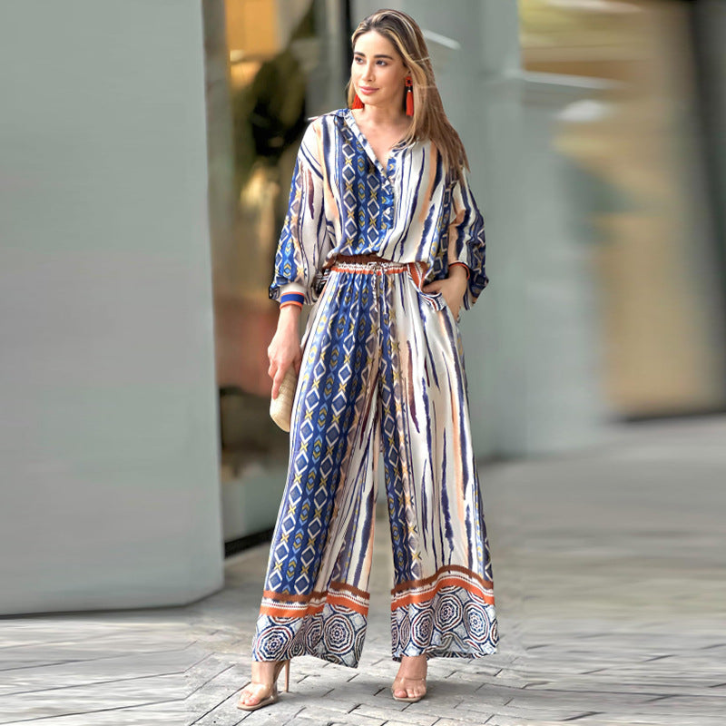 Conjunto Étnico Blusa y Pantalón Floreado - Vestiria