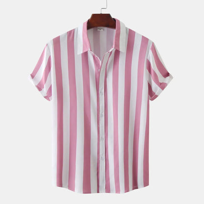 Camisa Hombre Rayas Manga Corta Clásica - Vestiria