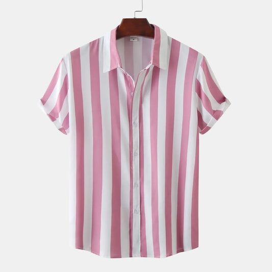 Camisa Hombre Rayas Manga Corta Clásica - Vestiria