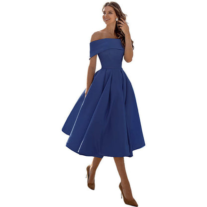 Vestido de Fiesta Satén Sin Tirantes Elegante
